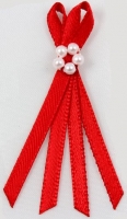 red double bow with pearls